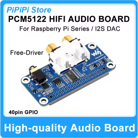 PCM5122 Audio Board I2S DAC HIFI Sound Card Driver-free Expansion Board 3.5mm headphone RCA Connecto