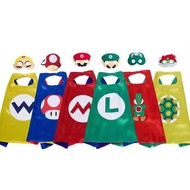 READY STOCK Super Mario Bros Kids Cosplay Cloak Mask Birthday Party Costume Mario Luigi Yoshi Bowser Wario