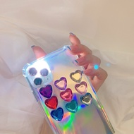 Ohaya 丨 Beautiful Girl Diamond Sticker Crystal Laser Phone Case Decorative Sticker Love Heart Colorf
