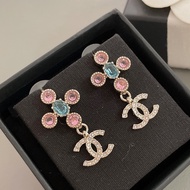 Pink Blue Crystal Cross Earrings Girly Design M9E5