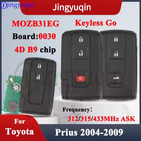jingyuqin 312/315/433MHz ASK 0030 MOZB31EG 4D B9 Chip Smart Keyless Go Fob For Toyota Prius 2004-200