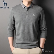 Hazzys Hazzys Men's Long-Sleeved T-Shirt Loose Casual Solid Color Bottoming Shirt Trendy Men's Lapel