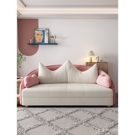 Cute Princess round Sofa Bed Foldable Dual-Use Small Apartment Girl Bedroom Japanese Emery Fabric Multi-Functional Seat and Bedroom