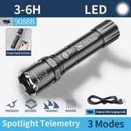 9088B led Torch Light Super Brightt Strong Light Portable Flashlight USB Rechargeable 3modes Waterpr