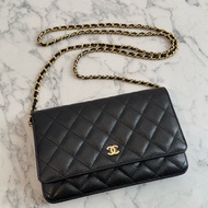 Chanel黑荔枝金雙C woc