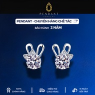 Women's Silver Earrings with Rabbit Bow High Quality White Gold Polished 6,5 Cups - PENDANT Brand - 