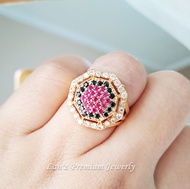 Cincin Dewasa Crystal Hitam BTS Titanium 22K (Emas)