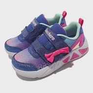 Skechers 休閒鞋 S Lights 童鞋 燈鞋 發光 蝴蝶結 魔鬼氈 藍 紫 302654NBLHP