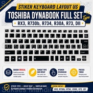 Toshiba Dynabook US Layout Keyboard Stickers full set Type RX3, R730b, R734, R30A, R73, etc.