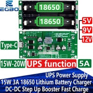 Type-C 15W 3A 18650 Lithium Battery Charger Module DC-DC Step Up Booster Fast Charge UPS Power Suppl