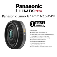 PANASONIC LUMIX G 14MM F/2.5 ASPH LENS (1 YEARS WARRANTY) PANASONIC G LENS 14MM F/2.5 LUMIX 14MM PAN