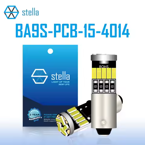 Stella 2pcs BA9S LED BAY9S BAX9S Bulb H6W T4W 15*4014SMD 6000K White Car Signal Light 12V Car Interi