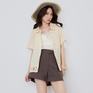 OB Strictly Selected Delicate Lace Crochet Lapel Cardigan Short-Sleeved Top < AB21325 >