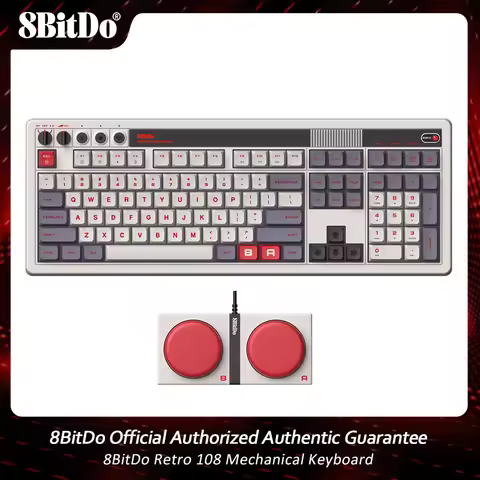 8BitDo Retro 108 Mechanical Keyboard, BT/2.4G/USB-C Hot Swappable Gaming Keyboard with 108 Keys,Dual