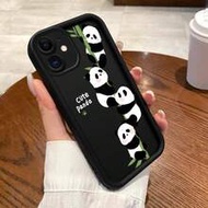 1pc Black Luxury Fashion UV Painted Cute 4 Black & White Pandas Climbing Bamboo Raised Edge Shockpro