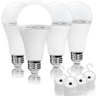 4 Pack Rechargeable Emergency Light Bulbs A19, Camping Lamp Battery Powered LED Light Bulb 6000K Day