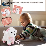 Cute Pet Plushie with Remote Leash Bichon Frise Acoustic Sensor Control Walking Washable RC Stuffed