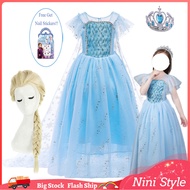 Dress for Kids Girl Princess Dresses Frozen Anna Elsa Cosplay Costume Baby Girls Clothes Long Cloak Wig Birthday Gift Party Children Clothing Set
