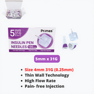 Primes Disposable Insulin Pen Needles | 4mm 32G / 5mm 31G / 6mm 31G | (100pcs/per box)