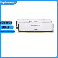 DDR4 Ballistix RAM หน่วยความจำสีขาว8GB 16GB 2666Mhz 3200Mhz 3600Mhz