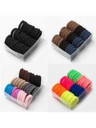 20 ชิ้น ยางรัดผมแบบไม่เย็บขอบ ยืดหยุ่นสูง ยางรัดหางม้า สีดำ แฟชั่นและใช้ได้หลากหลาย