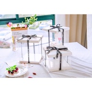 TCB White Color 7/8/10 inch PET Transparent Cake/Packaging Box  - 1pc/pkt