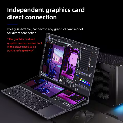 BEEX 16-Inch Dual-Screen Portable Laptop i7-9750 Processor External GPU Support HD Touch Screen 100%