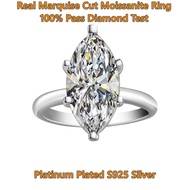 5 Carat Real Marquise Cut Moissanite Ring with GRA certificate Platinum plated S925 Sterling Silver 