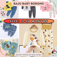 [ Baju Baby Borong ] 3-12m Pyjamas Baju Tidur Budak Lelaki Perempuan Baby kids long Cotton Sleeve Shirt BBC2