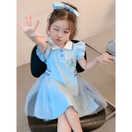 XIANIUGUO Girls Elsa Dress Summer Girls Fashionable Summer Elsa Princess Dress polo Summer Dress Dre