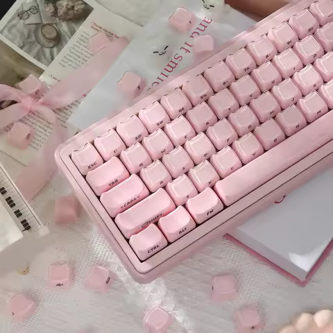 119 Keys Jelly Keycaps Mao Profile for custom Gaming mechanical keyboard personalized pink Cat-shape
