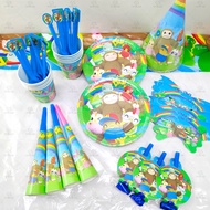 ✨Ready Stock✨Didi &amp; Friend Theme Birthday Party Decoration Set Disposable Tableware Banner Plate Cup Hat Spoon Fork
