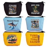 Italian Brainrot TungTungTung Sahur Tralalelo Tralala Coin Purse Mini Bags Zipper Wallet Key Card Ba