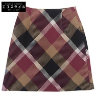 Blue Label Crestbridge，成色極佳，Crestbridge 格紋粗呢 A 字裙，波爾多紅，尺寸 36 (36) [二手]
