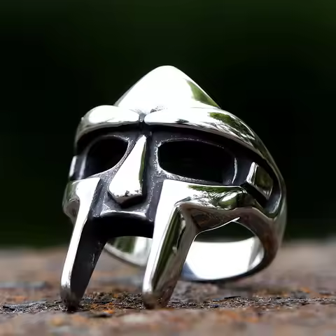 Vintage Classic Goth Hip Hop Mf Doom Mask Rings For Men Boys Punk Egyptian Pharaoh Stainless Steel R