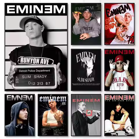 Popular Rapper E-Eminem Poster Waterproof Wall Art Sticker For Coffee House Living Room Vintage Deco