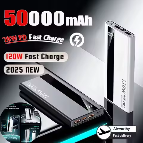 Powerbank 50000mAh 120W Fast Charging External Battery Charger High Capacity Digital Display PowerBa