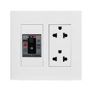 ชุดเต้ารับคู่ 3 ขา พร้อมเซฟตี้เบรคเกอร์ HACO DECO 16 แอมป์ สีขาว (1230621)