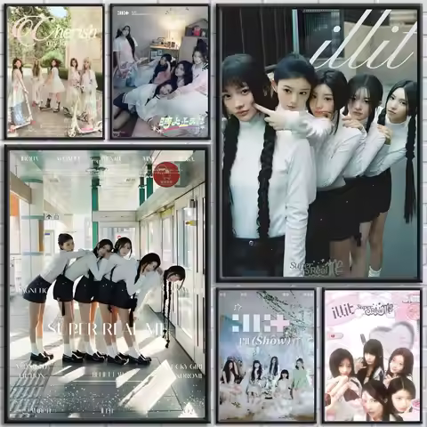 Kpop Band I-ILLIT Painting Calligraphy HD Print Personalized Canvas Wall Mural Art Poster Photos For