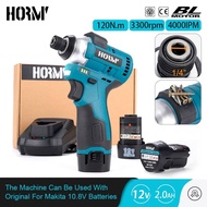 Hormy 120N.m Brushless Impact Screwdriver Cordless Electric Drill 1/4" Screw Driver Mini Fastening Tool For Makita 10.8V Battery