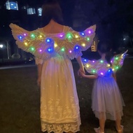 OXXGGKAO Light Up Angel Wings Feather Devil Wings Costume Halloween Masquerade Wings