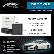 Honda Accord 1.5L Turbo Gen 10 FL L4 Gas 2023 to 2024 33-5120MX Max Racing Performance Drop-in Dry A