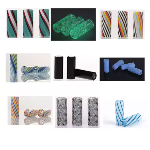 5Pcs Colorful 9mm 10mm H30mm Stripe Mini Glass Cigaret Pipe Filter Tips Round Mouth for Dry Herb Tob