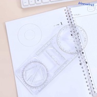 BLUEVELVET Drawing Ruler, 360 ° Movable Ruler Straight Geometry Ruler, Architecture Plastic Measurem