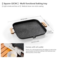 BSWOLF Square BBQ Grill Pan Non Stick Stovetop Barbeque Tray Korean Roasting Grill Plate Outdoor Cam