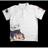 Y2K Fashion Oversized Lapel Shirt - Cat Paw Embroidery, Retro Print, Neutral White