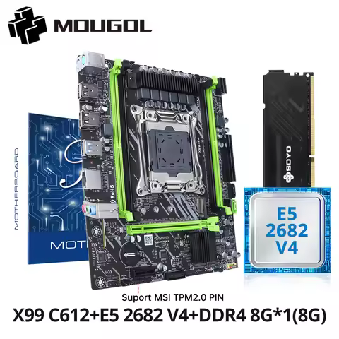 MOUGOL X99 C612 Gaming Motherboard Set with Xeon E5 2682 V4 & DDR4 8G(1*8G) 2133MHz Dual Channel RAM