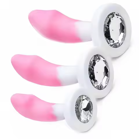 Silicone Jeweled Anal Plug Set - Crystal Base Butt Plugs for Beginners Prostate Play & Training