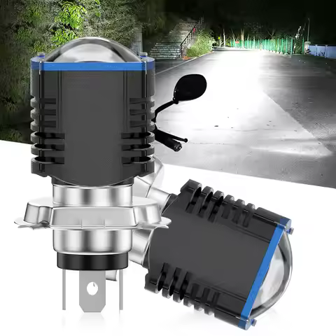 1pcs 12-80V 12W H4 LED Motorcycle Headlight Bulbs BA20D H6 Hight Low Beam Moto Light Dual Color Whit