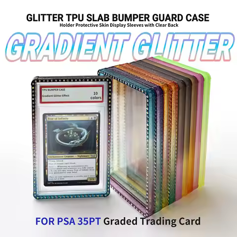 Glitter TPU Slab Bumper Guard Case,Holder Protective Skin Display Sleeves with Clear Back FOR PSA 35